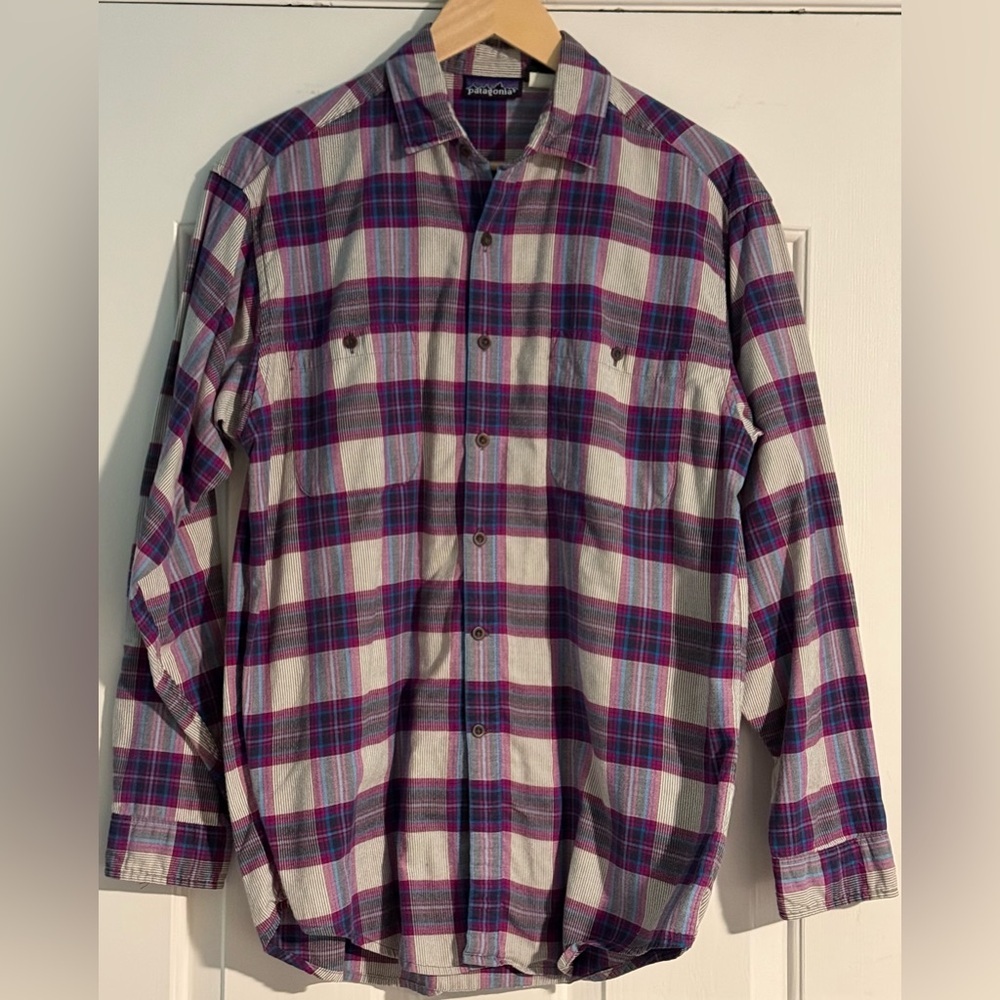 Patagonia Men’s Plaid Button-Down Shirt | 100% Cotton | S | Made in Portugal EUC